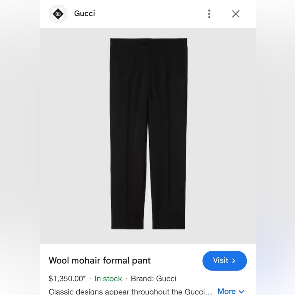 VTG Gucci 100% Wool Super High Rise Black Trousers Pants Sz 44 US sz XS EUC